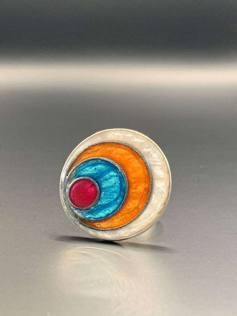 Anillo plata circulo multicolor esmaltado n17