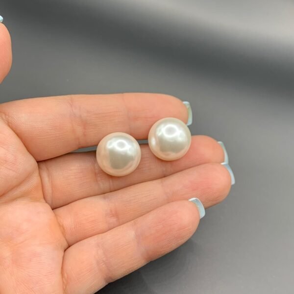 Aros plata Perla Achatada 14mm