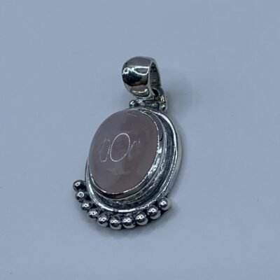Colgante plata Cuarzo Rosa ovalado