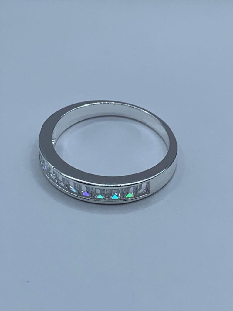 Anillo plata Medio cintillo circones rectangulares n?18