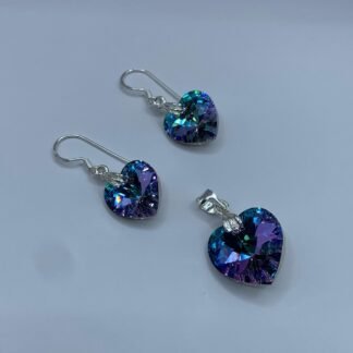 Conjunto Plata Coraz?n Cristal Tornasol