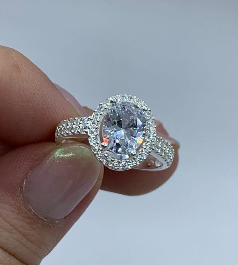 Anillo Plata Solitario Ovalado Microcircones n?16