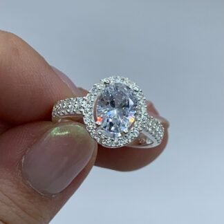 Anillo Plata Solitario Ovalado Microcircones n?16