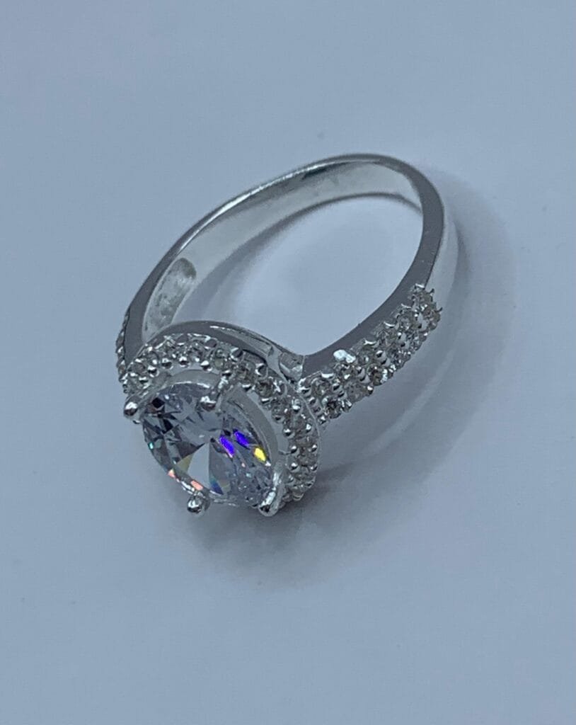 Anillo Plata Solitario Ovalado Microcircones n?16