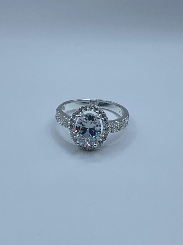 Anillo Plata Solitario Ovalado Microcircones n?16