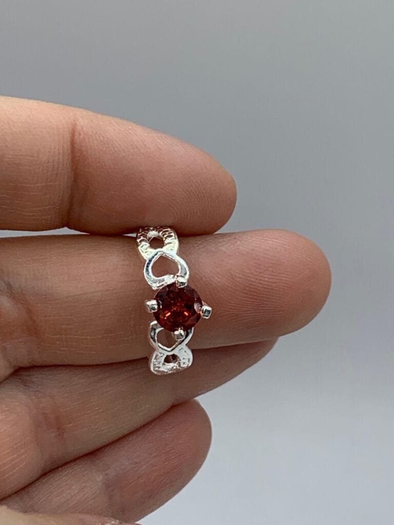 Anillo PlataSolitario Circ?n Rojo n? 11