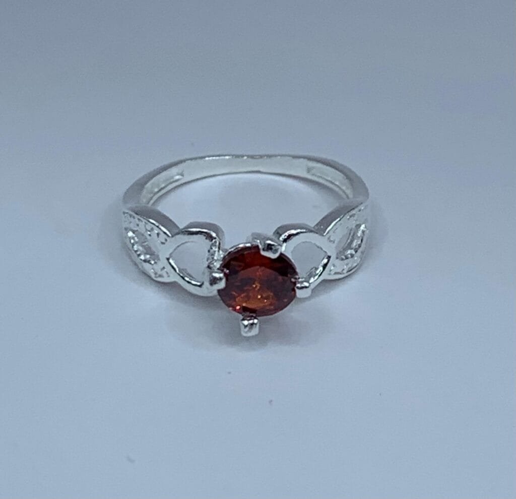 Anillo PlataSolitario Circ?n Rojo n? 11