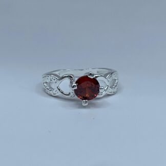 Anillo PlataSolitario Circ?n Rojo n? 11