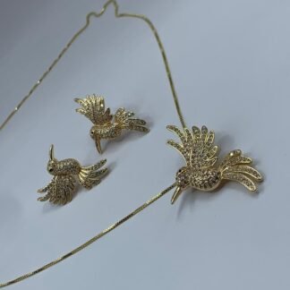 Conjunto ba?o en oro colibri circon blanco