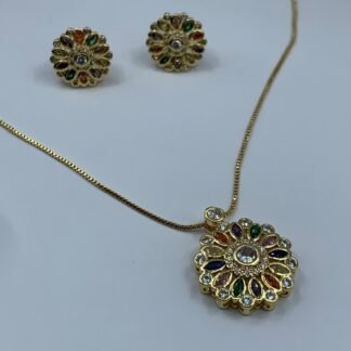 Conjunto ba?o en oro Flor circones multicolores
