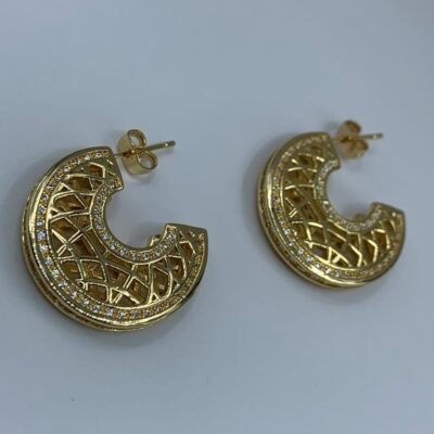 Aros ba?o en oro semiargolla canasto circones