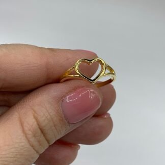 Anillo ba?o en oro corazon nro 21