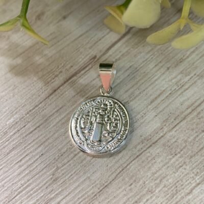 Colgante plata San Benito 15mm