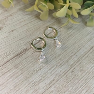 Aros plata Huggie circ?n gota colgante 10mm
