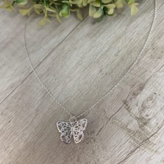 Collar plata Mariposa calada 43-45cms