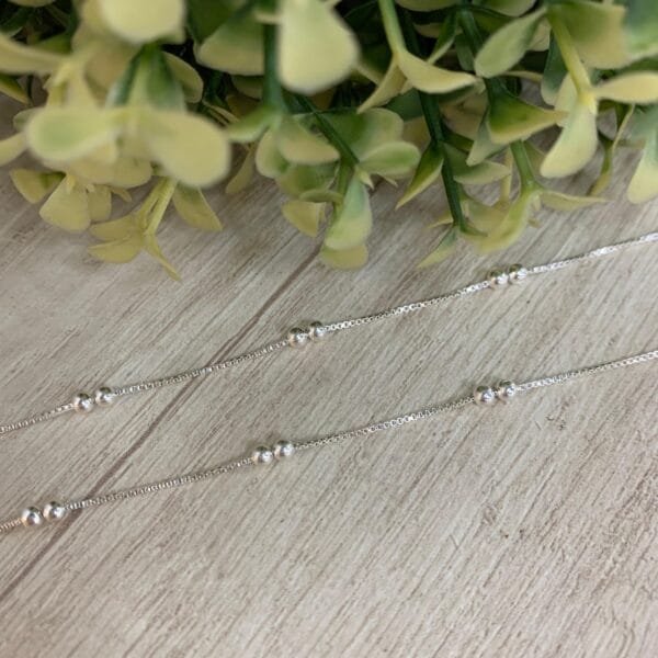 Cadena plata veneciana esferas 50cms