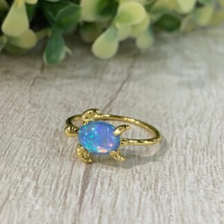 Anillo ba?o en oro Tortuga azul n?16