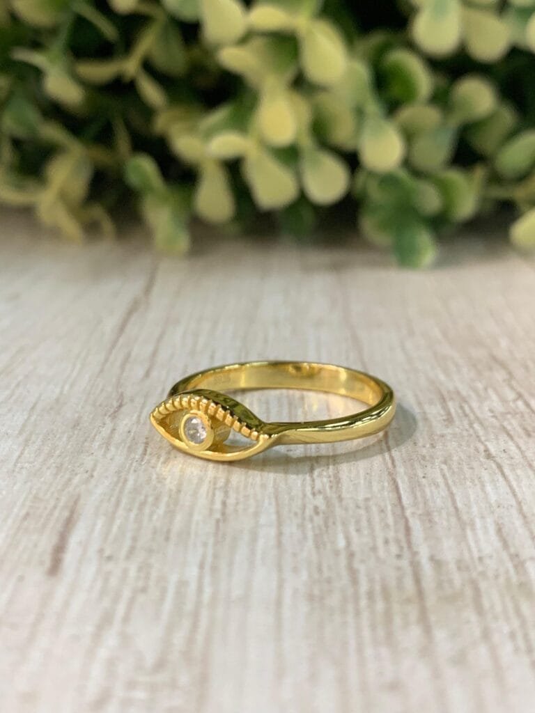 Anillo plata ba?o oro Ojo circ?n n16