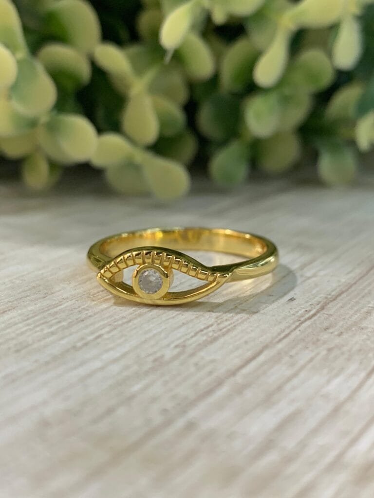 Anillo plata ba?o oro Ojo circ?n n16