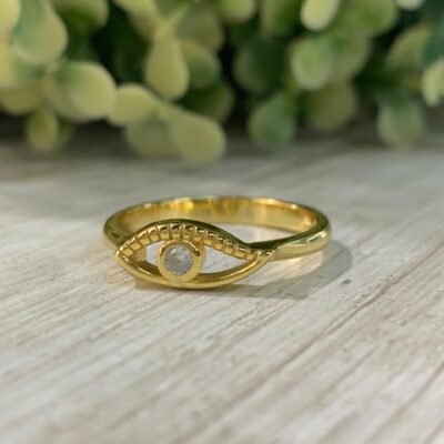 Anillo plata ba?o oro Ojo circ?n n16