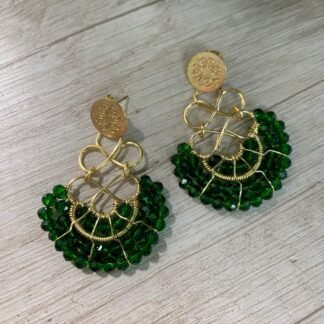 Aros Ba?o oro Abanico Verde