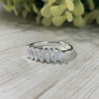 Anillo plata medio cintillo baguette n12