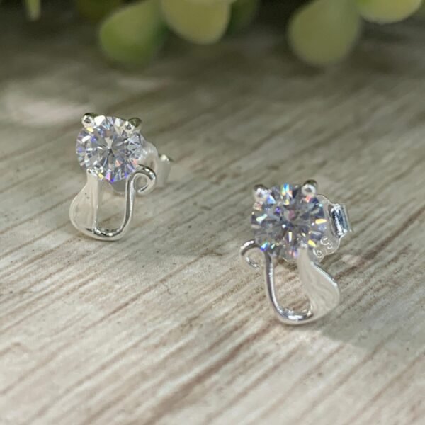 Aros plata Gato circón