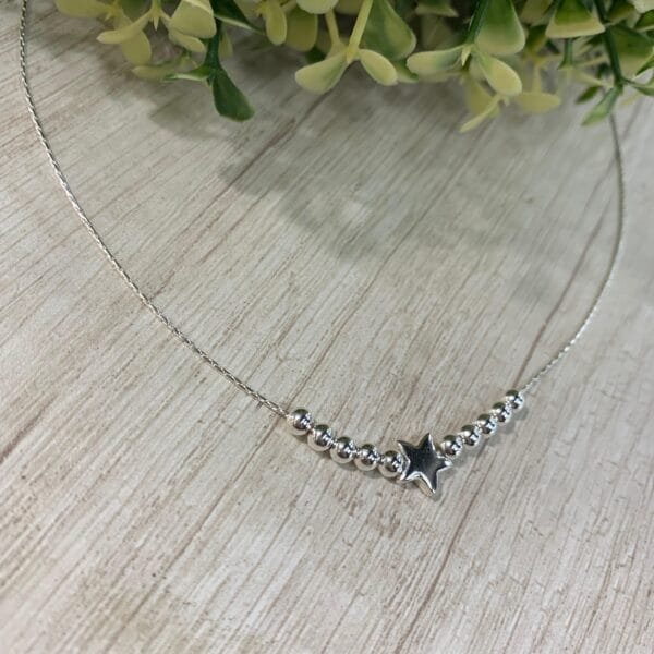 Collar plata Estrella esferas 41-45cms