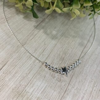 Collar plata Estrella esferas 41-45cms