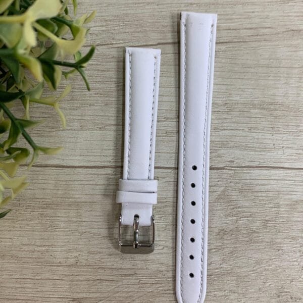 Correa de reloj cuero blanca 14 mm