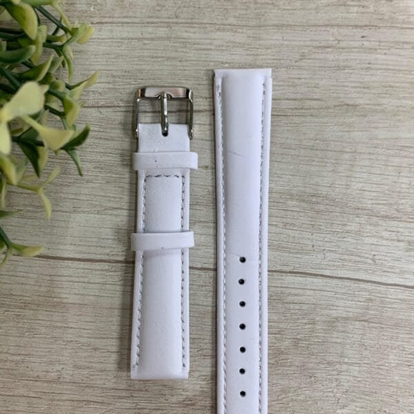 Correa de reloj cuero blanca 18 mm