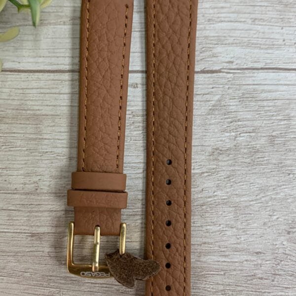 Correa de reloj cuero café claro rugosa 16 mm Pegaso