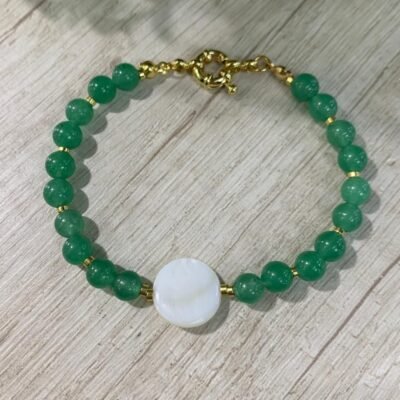 Pulsera Ba?o oro n?car y Jade