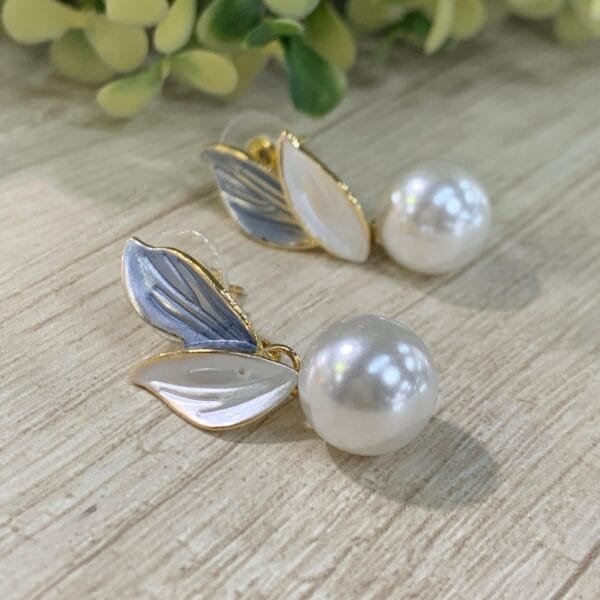 Aros FF hoja esmaltada perla