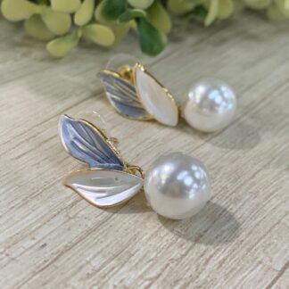 Aros FF hoja esmaltada perla