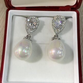 Aros FF gota perla plateados novia