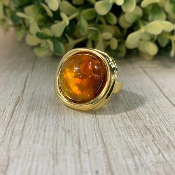 Anillo Baño oro Resina Canela adaptable