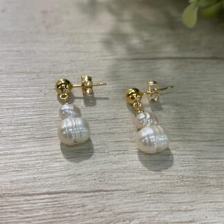 Aros oro golfield perlas de rio