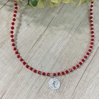 Collar plata cristales rojos San Benito