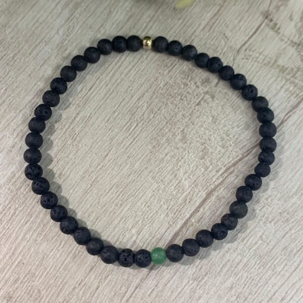 Pulsera elasticada piedra Volcánica jade plata