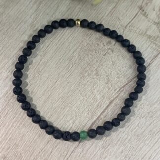 Pulsera elasticada piedra Volc?nica jade plata