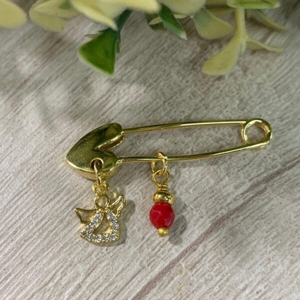 Broche Protección ángel de la guarda baño oro