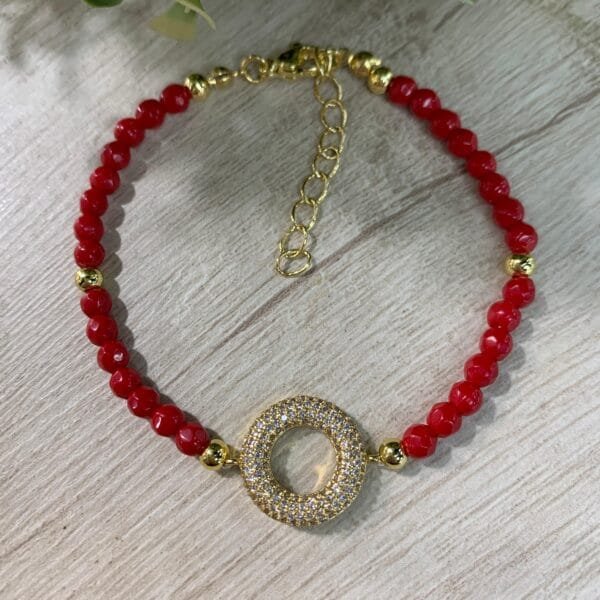 Pulsera ágatas círculo baño en oro