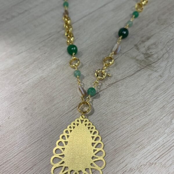 Collar Jade Nácar ágatas Verde 70cm