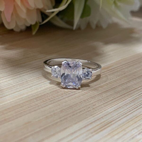 Anillo plata circón rectangular n°15