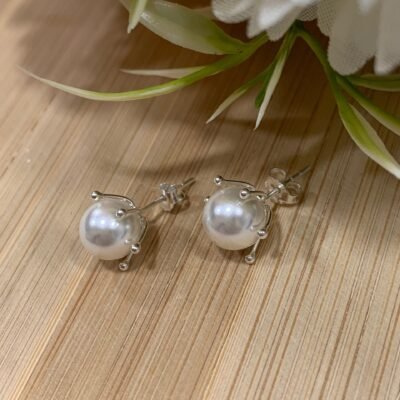 Aros plata perla casquillo 8mm