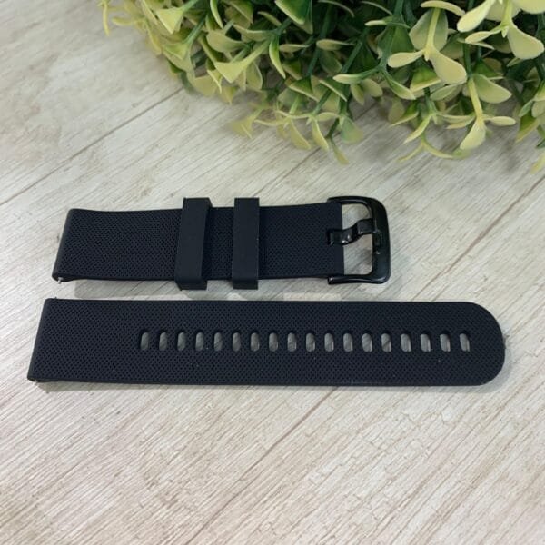 Correa reloj resina negra nro 22 rugosa