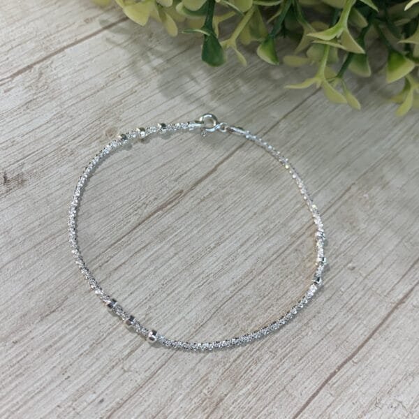 Pulsera plata diamantada esferas 19cm