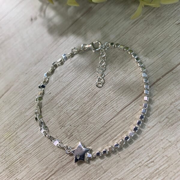 Pulsera plata Estrella circón desigual
