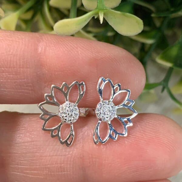 Aros plata medio girasol circones